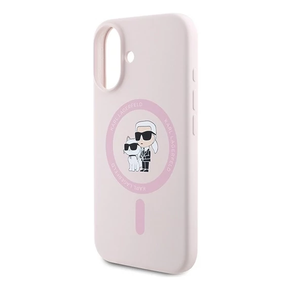 Karl Lagerfeld Silicone KC Heads Ring Apple iPhone 16 Plus hátlap tok, rózsaszín KLHMP16MSCMKCRHP