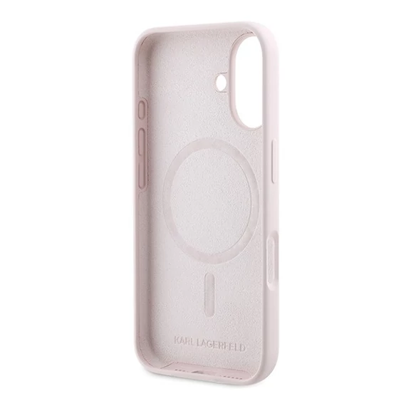 Karl Lagerfeld Silicone KC Heads Ring Apple iPhone 16 Plus hátlap tok, rózsaszín KLHMP16MSCMKCRHP
