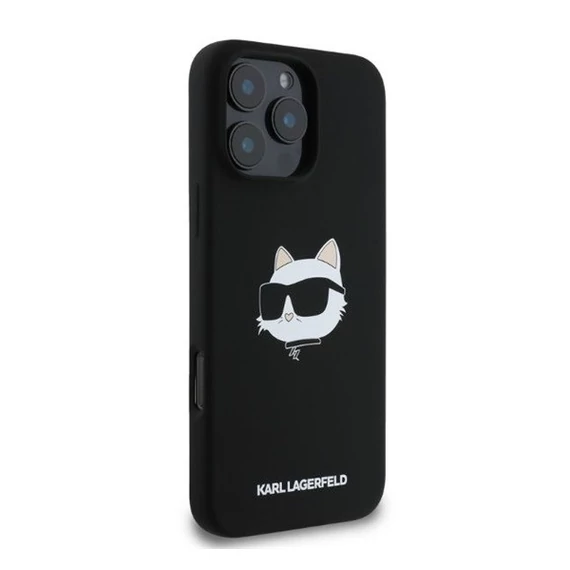 Karl Lagerfeld  Silicone Choupette Head Print Apple iPhone 16 Pro Max Magsafe kompatibilis hátlap tok, fekete