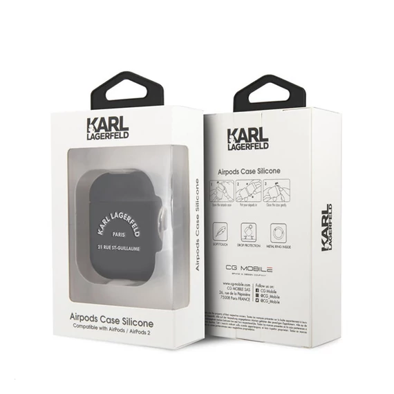 Karl Lagerfeld Rue St Guillaume Silicone Apple AirPods 1/2 tok, fekete