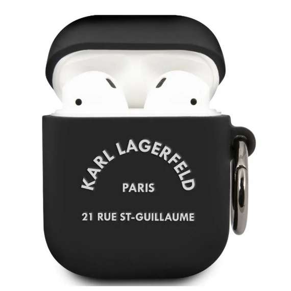 Karl Lagerfeld Rue St Guillaume Silicone Apple AirPods 1/2 tok, fekete