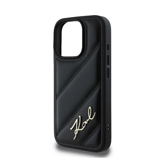 Karl Lagerfeld Quilted Signature Apple iPhone 16 Pro Max hátlap tok, fekete KLHCP16XPQDSMGK