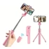 Prémium selfie bot, 19 - 70 cm, forgatható, exponáló gombbal, bluetooth-os, v4.0, tripod, R1, rózsaszín