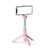 Prémium selfie bot, 19 - 70 cm, forgatható, exponáló gombbal, bluetooth-os, v4.0, tripod, világítással, R1S, rózsaszín