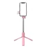 Prémium selfie bot, 19 - 70 cm, forgatható, exponáló gombbal, bluetooth-os, v4.0, tripod, világítással, R1S, rózsaszín
