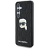 Karl Lagerfeld Leather Monogram Pin Logo Karl Head Samsung Galaxy S25 kemény hátlap tok, fekete