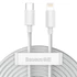 Baseus Simple Wisdom USB-C-Lightning adat/töltőkábel PD, 20W, 1,5m, fehér, 2db