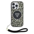 Guess IML Leopard Triangle Logo Strap iPhone 16 Pro MagSafe hátlap tok, barna