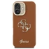 Guess PU Grained 4G Logo Stand Camera Frame iPhone 16 hátlap tok kitámasztóval, barna