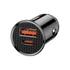 Baseus Circular autós szivargyújtó gyorstöltő, USB-C + USB, 30W, fekete