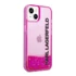 Karl Lagerfeld Liquid Glitter Elong Apple iPhone 14 Plus hátlap tok, rózsaszín