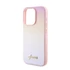 Guess PU Leather Iridescent Metal Script iPhone 15 Pro tok, rózsaszín