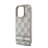 DKNY PU Leather Checkered Pattern and Stripe Apple iPhone 15 Pro tok, bézs
