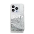 DKNY Liquid Glitter Arch Logo iPhone 14 Pro Max hátlap tok, átlátszó