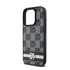 DKNY PU Leather Checkered Pattern and Stripe iPhone 15 Pro Max hátlap tok, fekete