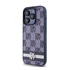 DKNY PU Leather Checkered Pattern and Stripe iPhone 15 Pro Max hátlap tok, kék