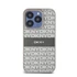 DKNY PU Leather Repeat Pattern Tonal Stripe iPhone 14 Pro Max hátlap tok, bézs