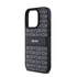 DKNY PU Leather Repeat Pattern Tonal Stripe iPhone 14 Pro Max hátlap tok, fekete