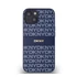 DKNY PU Leather Repeat Pattern Tonal Stripe Apple iPhone 14 hátlap tok, kék