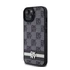 DKNY PU Leather Checkered Pattern and Stripe Apple iPhone 15 hátlap tok, fekete