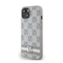 DKNY PU Leather Checkered Pattern and Stripe Apple iPhone 15 hátlap tok, bézs