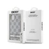 DKNY PU Leather Checkered Pattern and Stripe Apple iPhone 15 hátlap tok, bézs