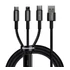 Baseus Tungsten Gold 3in1 USB-kábel, USB / micro-USB / USB-C / Lightning, 3,5 A, 1,5 m, fekete