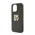 DKNY PU Leather Stack Logo Apple iPhone 15 Pro Max hátlap tok csuklópánttal, barna