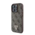 Guess PU 4G Strass Triangle Metal Logo Apple iPhone 16 Pro Max hátlap tok, barna