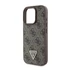 Guess PU 4G Strass Triangle Metal Logo Apple iPhone 16 Pro Max hátlap tok, barna